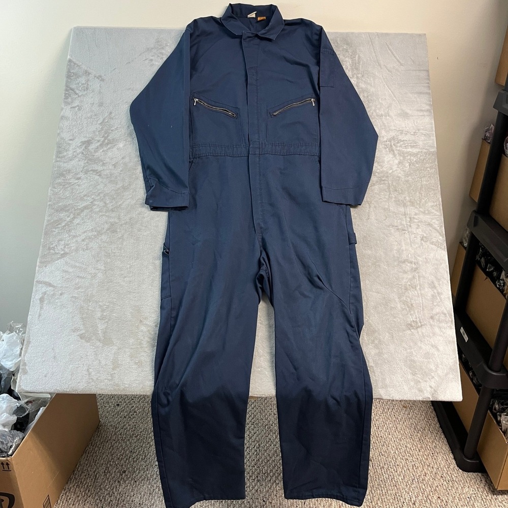 Vintage 80s Big Ben by Wrangler USA Navy Blue Workwear Coveralls Size 46 Long